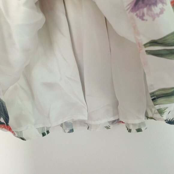 H&M multicolor floral print flowers satiny swishy circle skirt size 10 - Picture 4 of 6